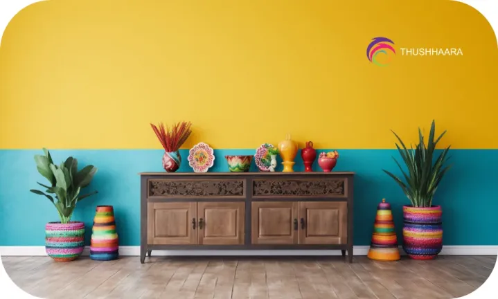 Bold accent wall design by painting services in Dubai